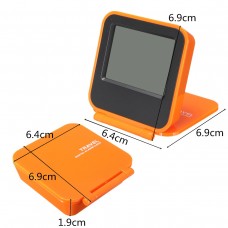 Mini Pocket Foldable Mini LCD Digital Travel Desk Alarm Clock Snooze Date Indoor Thermometer Snooze Repeat Alarm Function   